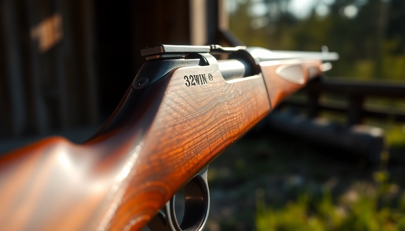 The 32WIN cartridge displayed in a historic rifle showcasing its classic design and powerful performance.