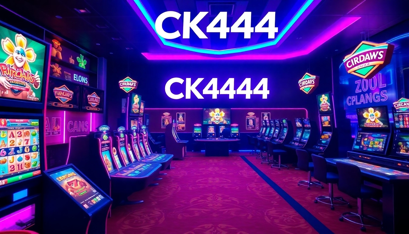 CK 444 online gaming platform showcasing diverse casino games and sports betting in a dynamic, high-tech setting for immersive entertainment.