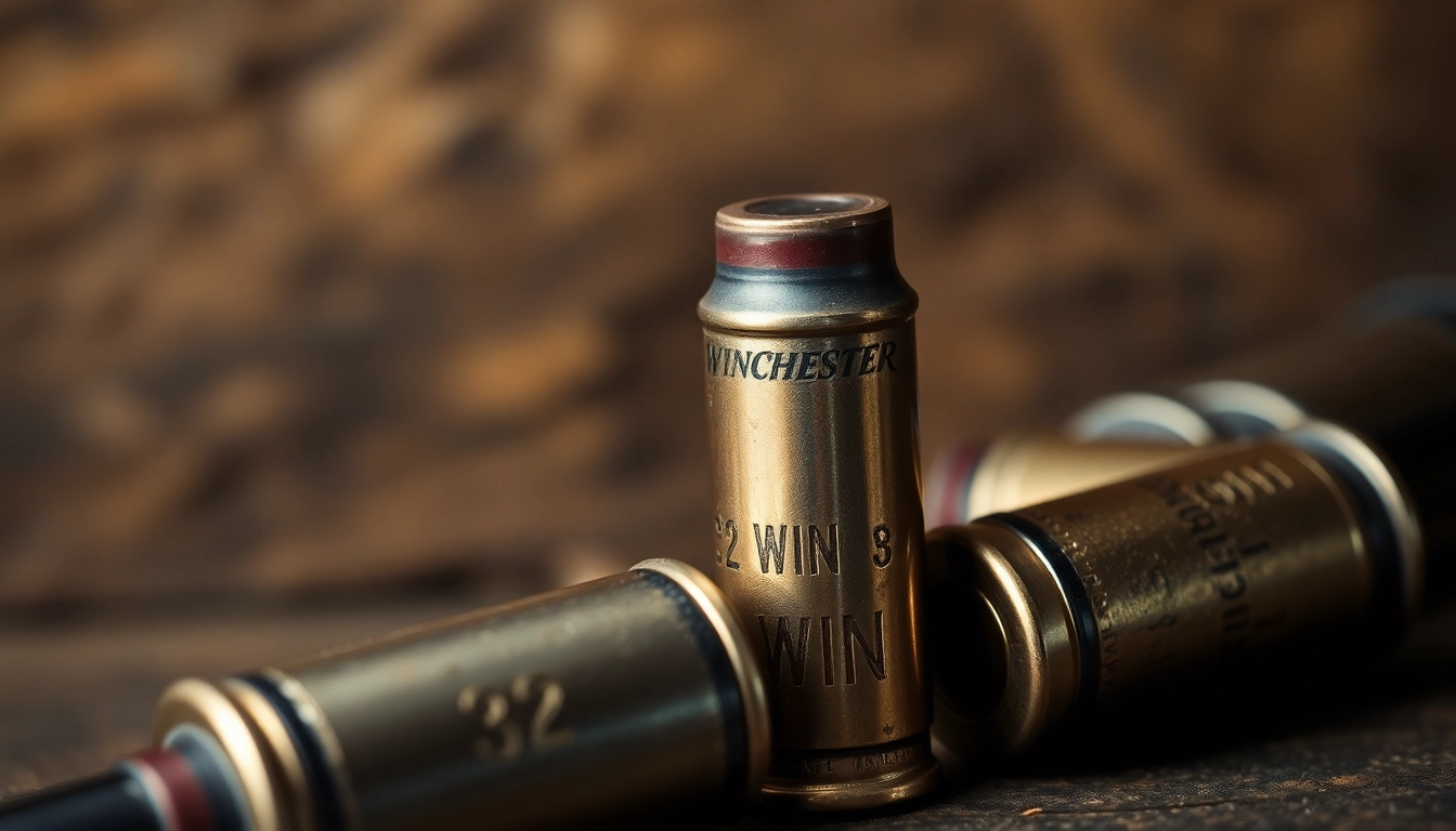 Detailed shot of a .32 WIN cartridge showcasing craftsmanship, perfect for firearm enthusiasts interested in 32WIN ammunition and history.