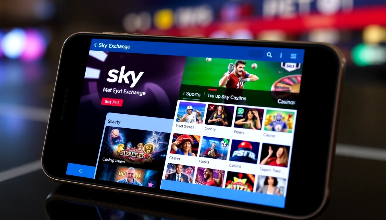 Sky Exchange online betting platform with live sports and casino games on a mobile device for secure, fast gaming experience