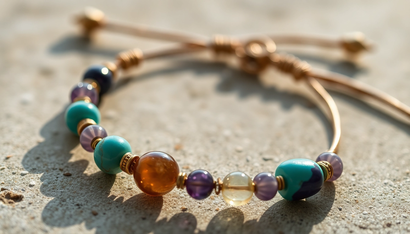Elegant bracelet with natural stones like amethyst and turquoise, highlighting bransoletka z
