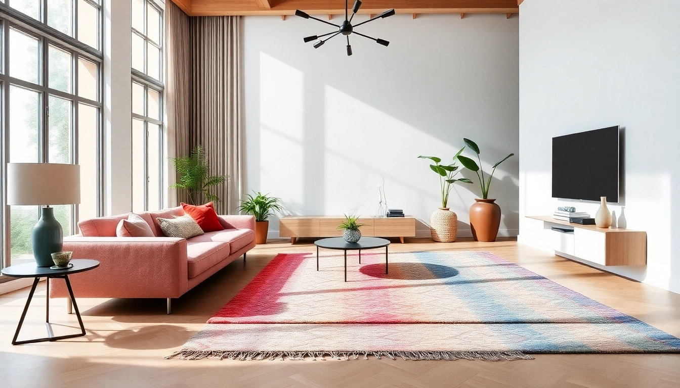 A stylish living space with eye-catching Tappeti moderni Milano enhancing modern interior