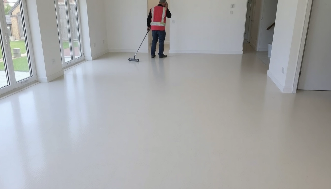 Liquid screeding Birmingham being expertly poured on a construction site by professional